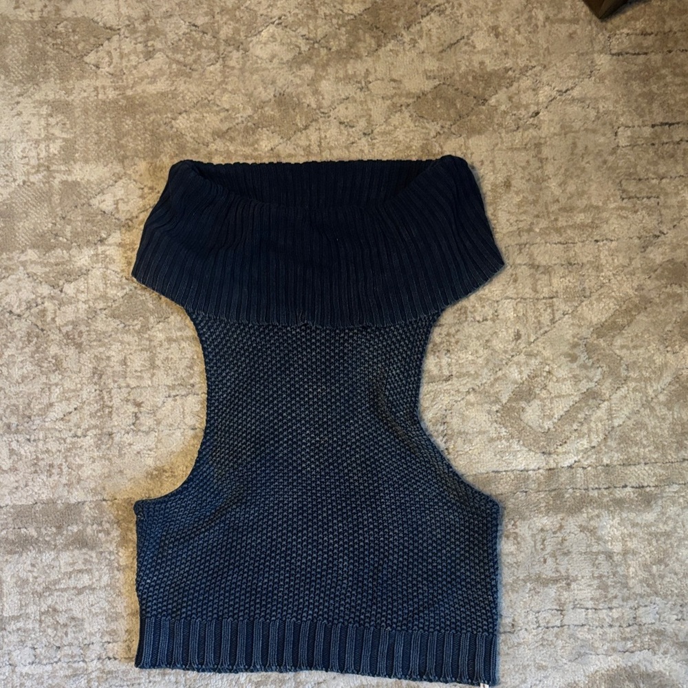 One Teaspoon Navy Knit Sleeveless Sweater